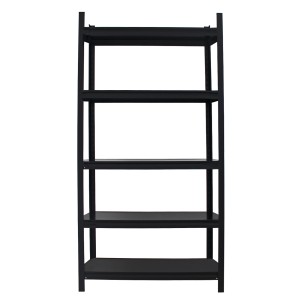 Schwarzes TRUTZHOLM Wohnzimmerregal (180x90x40cm) aus Stahl mit 5 Böden. Schwerlastregal mit 600 kg Traglast.