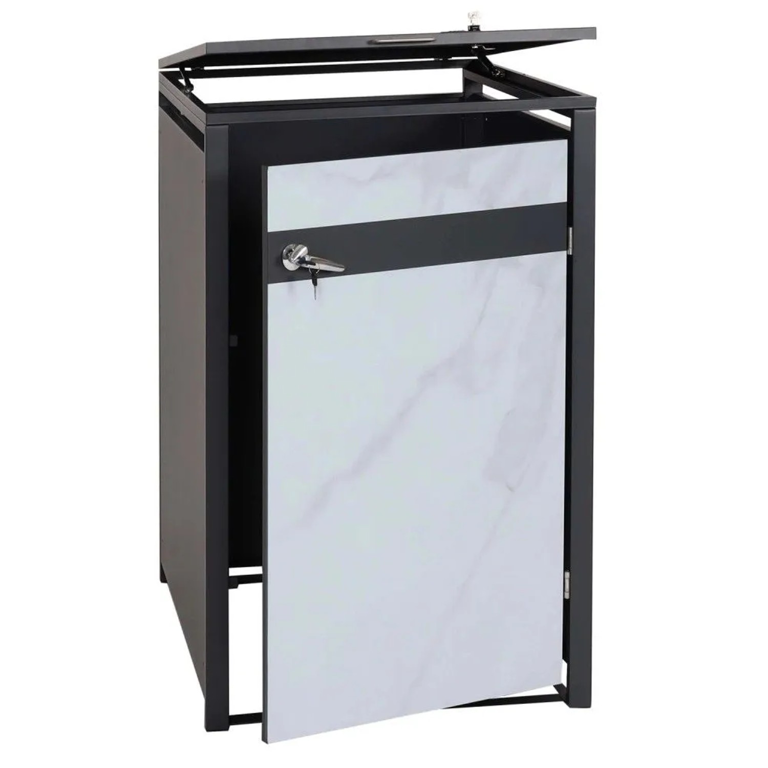 MCW 1er Mülltonnenverkleidung J82 Marmor-Optik Hell 117x68x80cm