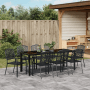 9-teiliges Garten-Essset von vidaXL aus Stahl in Anthrazit mit rechteckigem Tisch und 8 Stühlen.