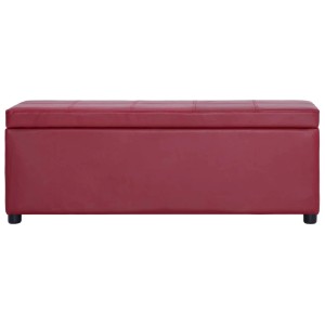 Weinrote vidaXL Bank mit Staufach aus Kunstleder, 116 cm lang. Möbel für Wohnzimmer und Flur.