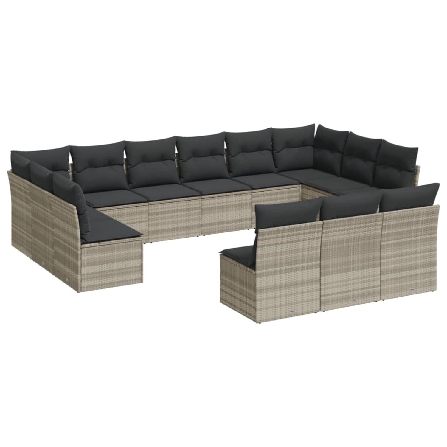 vidaXL 13-Tlg Garten-Sofagarnitur mit Kissen Hellgrau Poly Rattan 3250231 günstig online kaufen