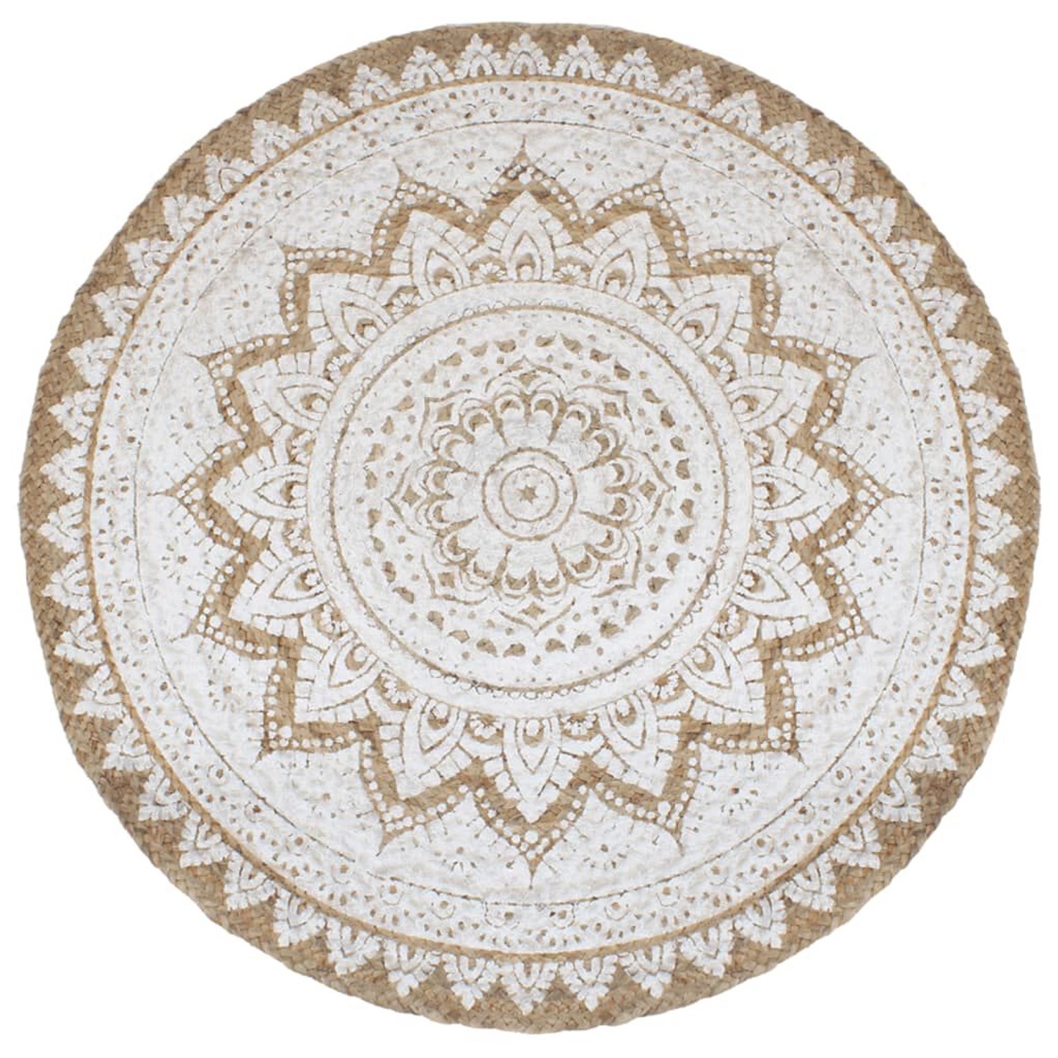 vidaXL Teppich Jute Geflochten Bedruckt 210 Cm Rund 1184016 günstig online kaufen