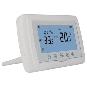 Weißes Infrae Smart & Easy WiFi Funkthermostat zur Temperaturregelung von Heizpaneelen.