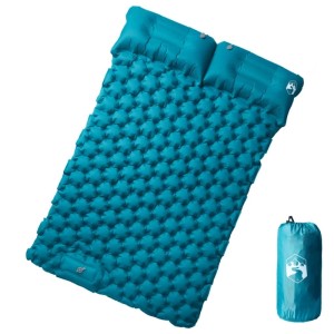 vidaXL Doppel-Isomatte mit Kissen Selbstaufblasend Blau 4007101