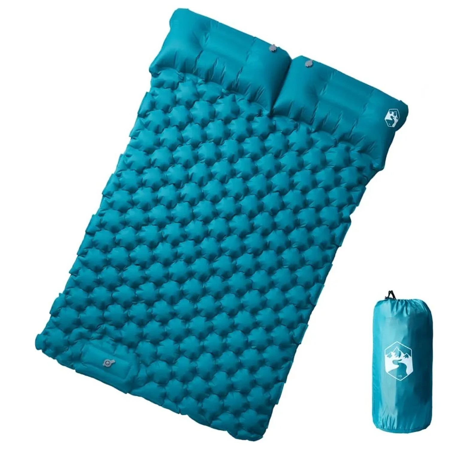vidaXL Doppel-Isomatte mit Kissen Selbstaufblasend Blau 4007101