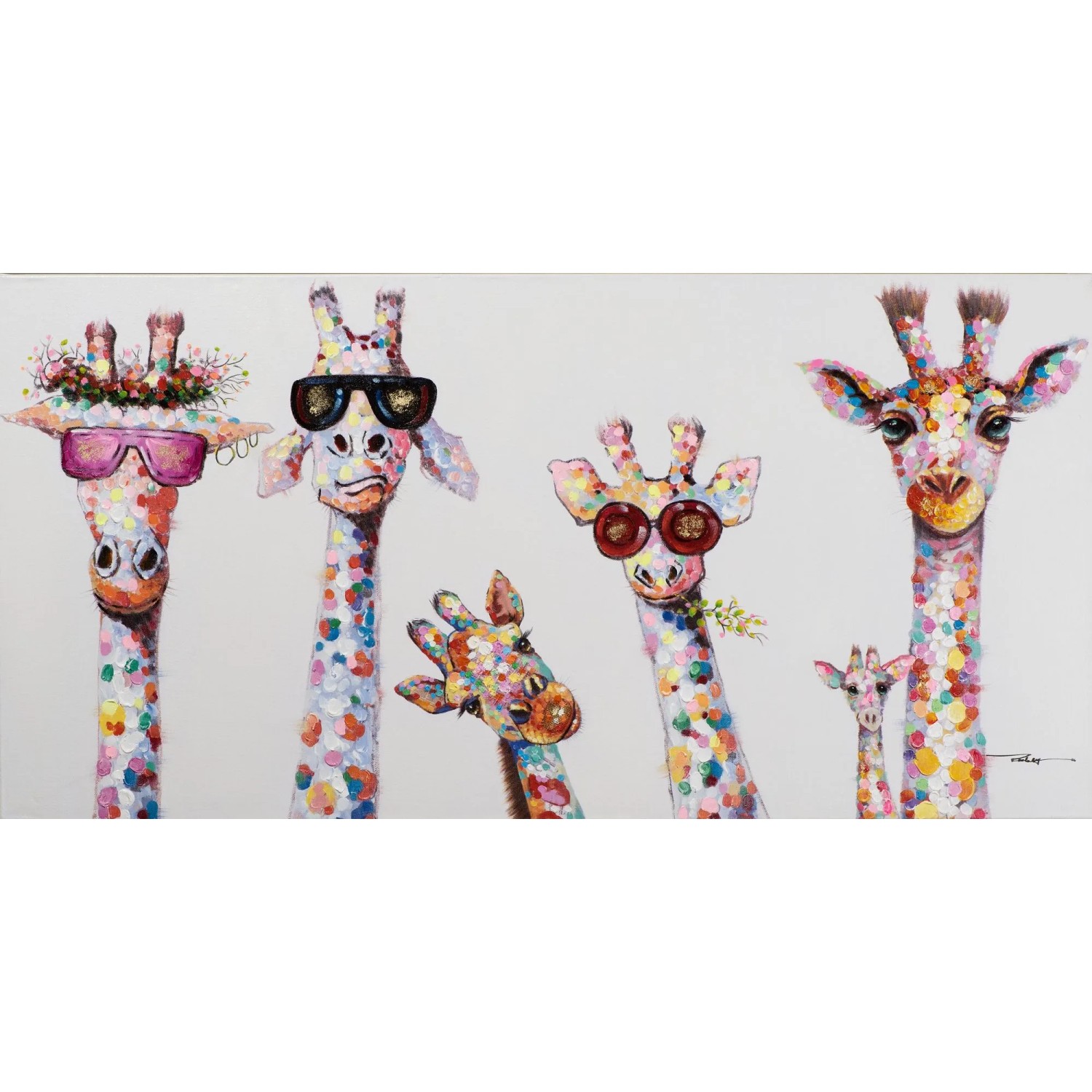 Art Universe Leinwandbild Kuriose Giraffenfamilie 70 x 140 cm