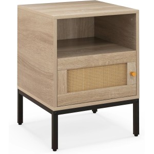 Costway Nachttisch Rattan 40 x 40 x 57 cm Natur