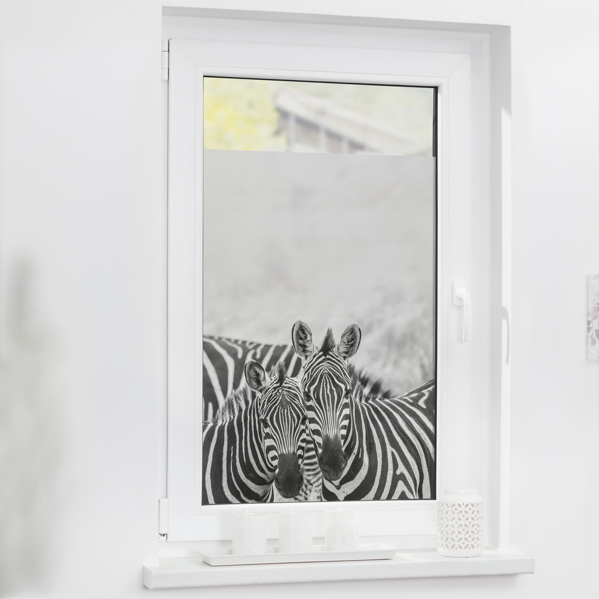 Lichtblick Fensterfolie selbstklebend mit Sichtschutz Zebra Schwarz-Weiß  kaufen bei OBI