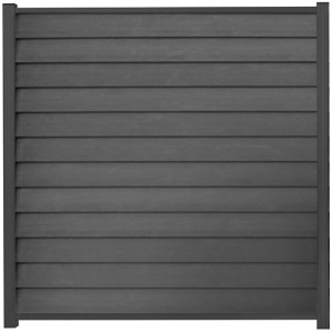 GartenLand WPC Zaun Set Schwedenprofil, 180x180 cm, anthrazit mit Holzstruktur. Sichtschutz für Garten.