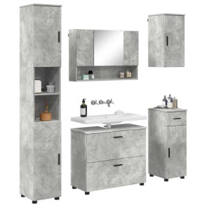 vidaXL Badezimmermöbel-Set 5-Tlg Betongrau Sperrholz und Metall 3393076