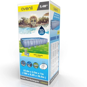 Verpackung Avenli Frame Stahlrahmenpool 540x250x100cm mit Leiter und Pumpe.