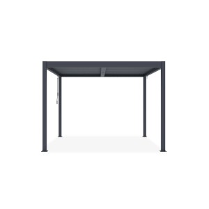 Freistehende, graue Cazeboo Piana Bioklimatische Pergola 3x3m aus Aluminium.