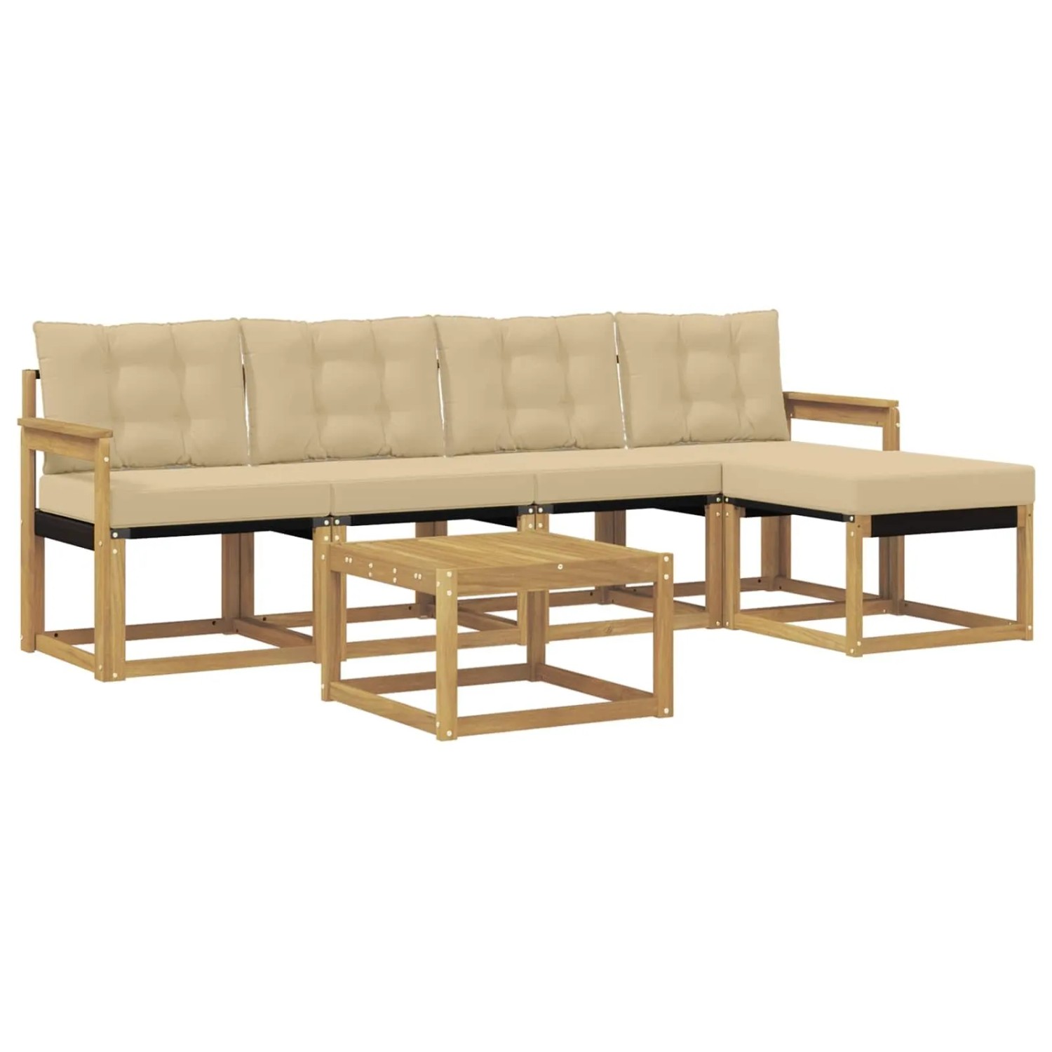 vidaXL Outdoor-Sofagarnitur mit Kissen 6-Tlg Weiß und Beige 3389399