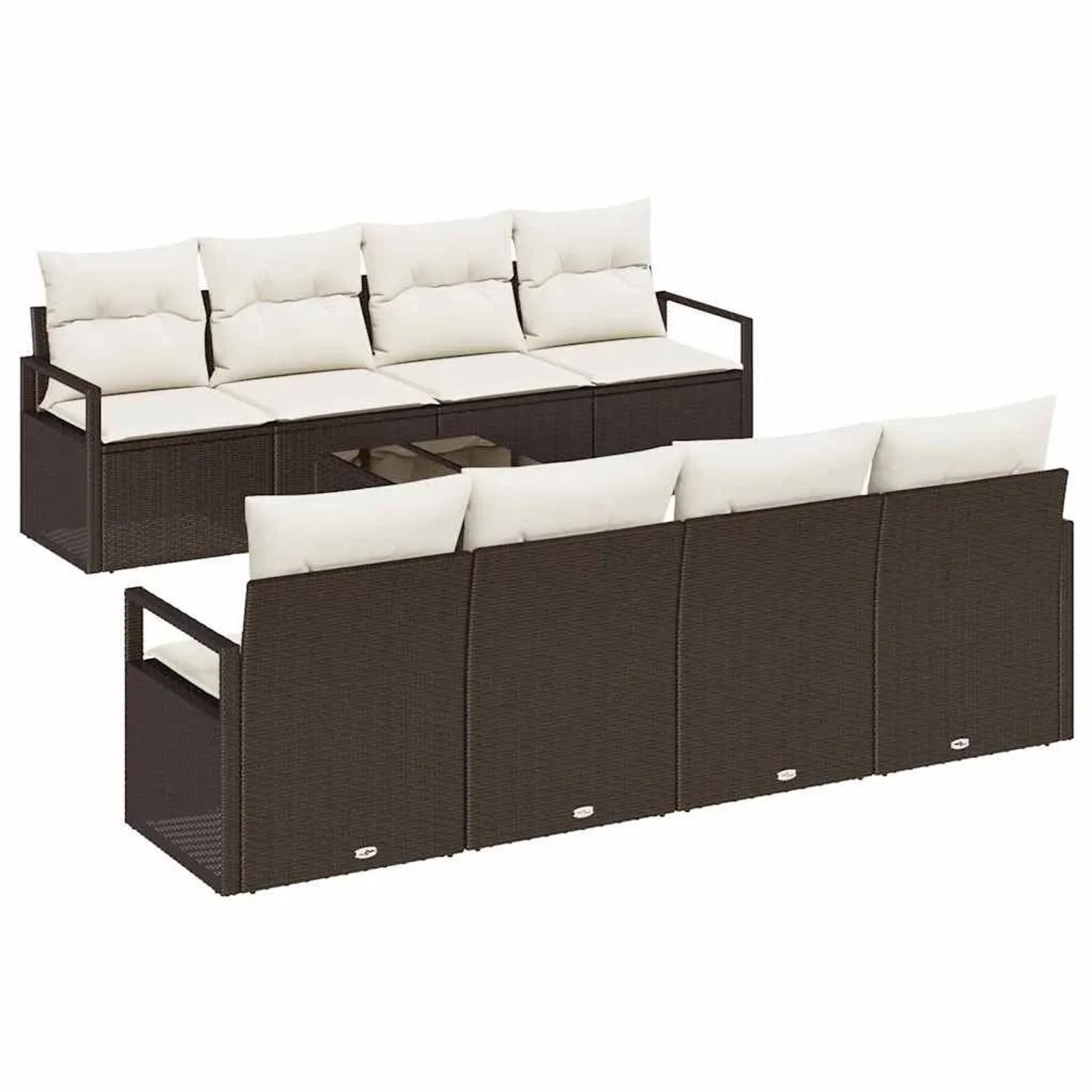 vidaXL Sofa Set mit Kissen 7-Tlg Braun und Creme Poly-Rattan 3346308 günstig online kaufen