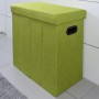 Grüner, faltbarer DuneDesign Wäschekorb (70L) in Leinen-Optik mit Deckel und Tragegriffen.