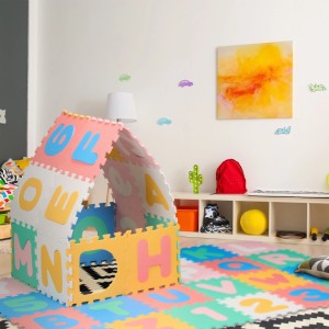 Relaxdays Puzzlematte Schaumstoff Bunt Abwischbar 171 cm x 171 cm 2,2 kg