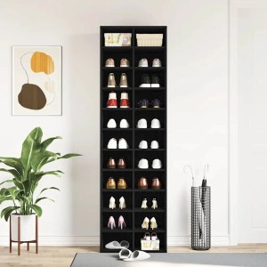 Schuhschrank in Schwarz Eichen-Optik mit 22 Fächern für eine ordentliche Schuhaufbewahrung.