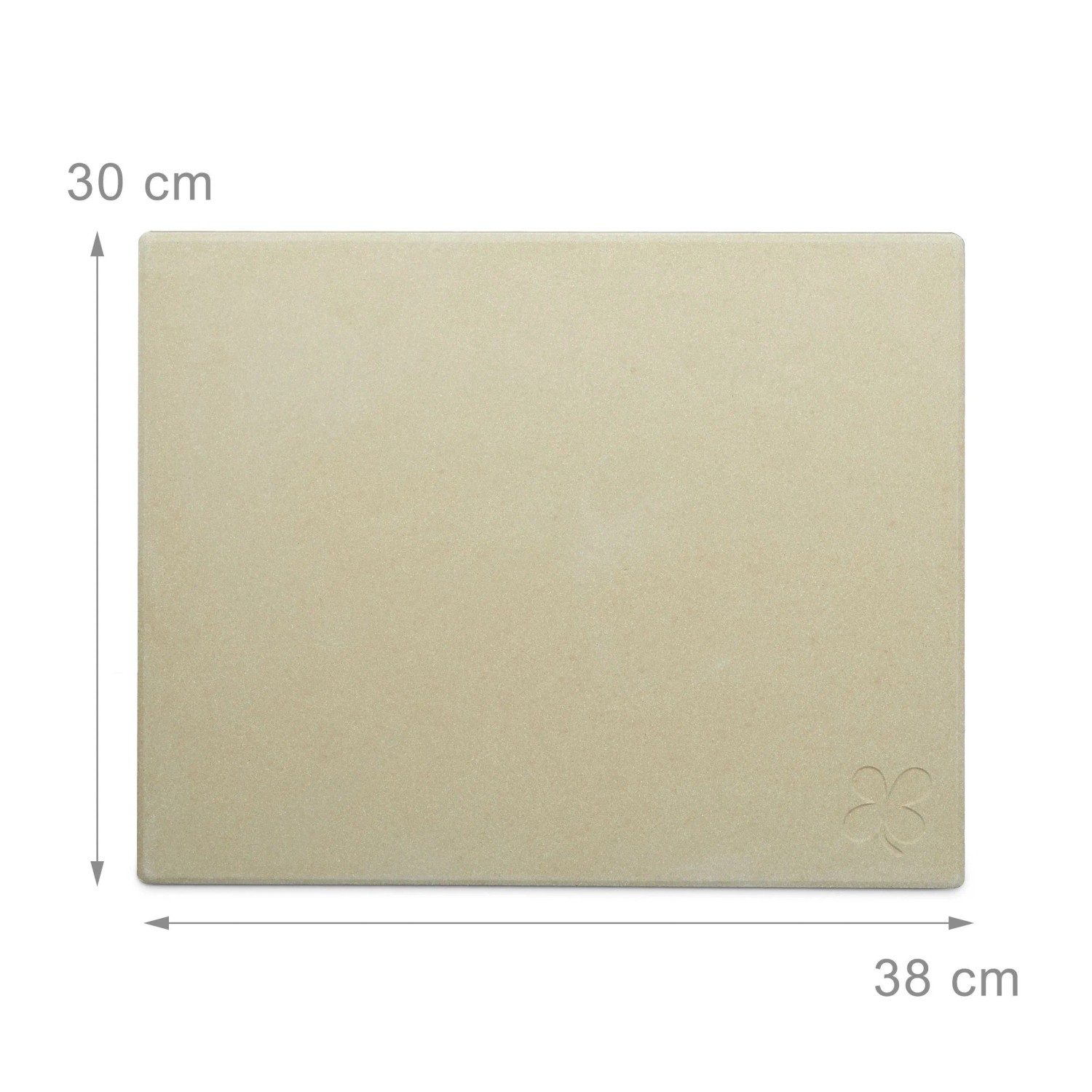 Rechteckiger Cordierit Pizzastein 38x30 cm für knusprige Pizza vom Grill oder Ofen. Beige Oberfläche.