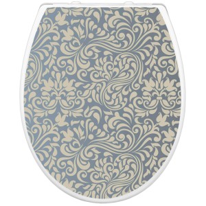 Banjado WC-Sitz mit Absenkautomatik und Kindersitz, blaues Ornament Muster.