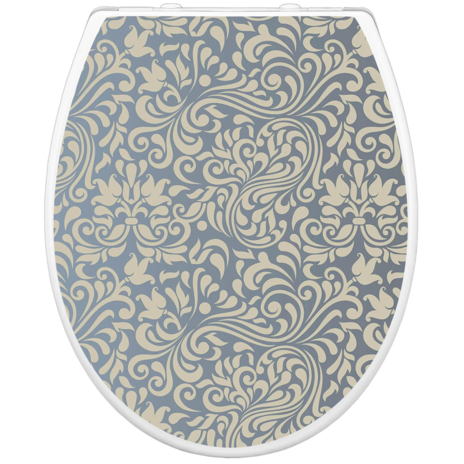 Banjado WC-Sitz mit Absenkautomatik und Kindersitz, blaues Ornament Muster.