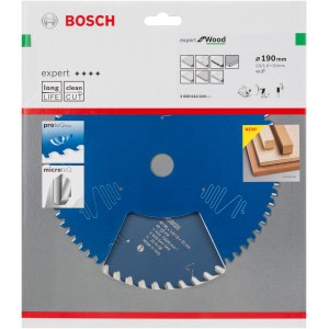 Bosch Kreissägeblatt Expert für Holz, 190mm, 48 Zähne. Blaues Sägeblatt für saubere Holzschnitte.