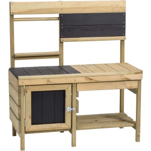 SwingKing Spielküche für Draußen aus FSC®-Holz mit Stauraum und Sandkasten.