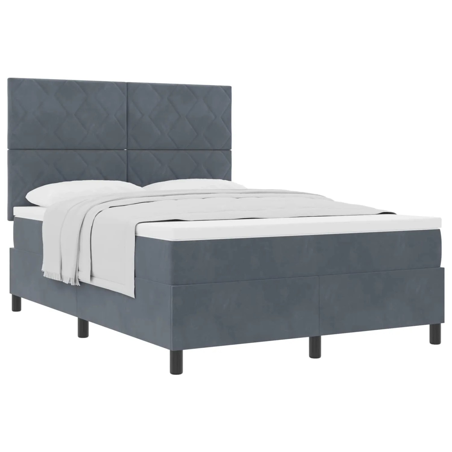 vidaXL Boxspringbett mit Matratze Dunkelgrau 140 x 200 cm Stoff 3339903