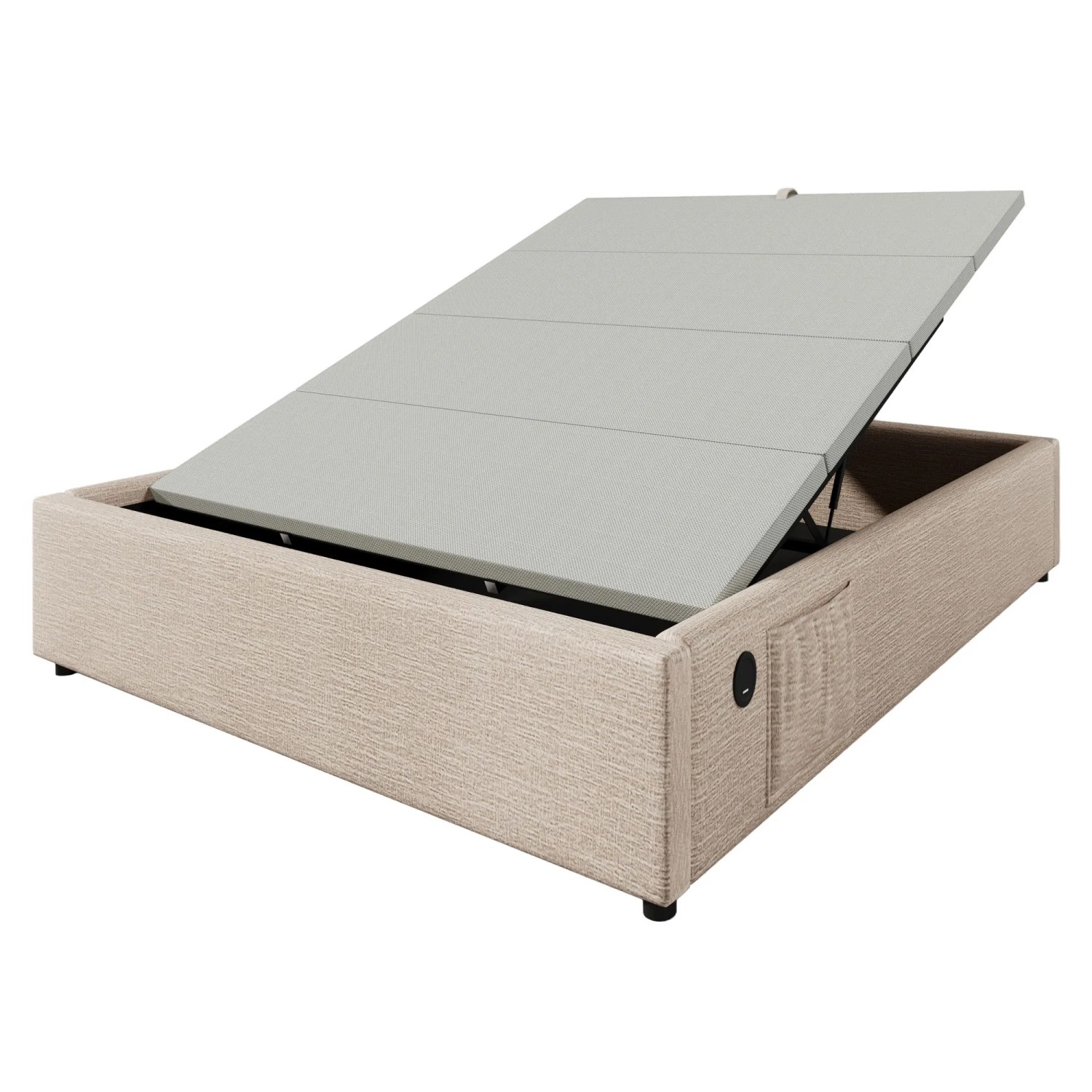 okwish Polsterbett 140x200cm mit Stauraum USB C Schlafzimmer Natur ohne Matratze
