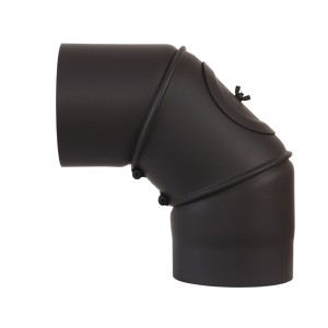 Schwarzer Firefix Rauchrohrbogen 90° mit 150 mm Durchmesser für Kaminöfen.