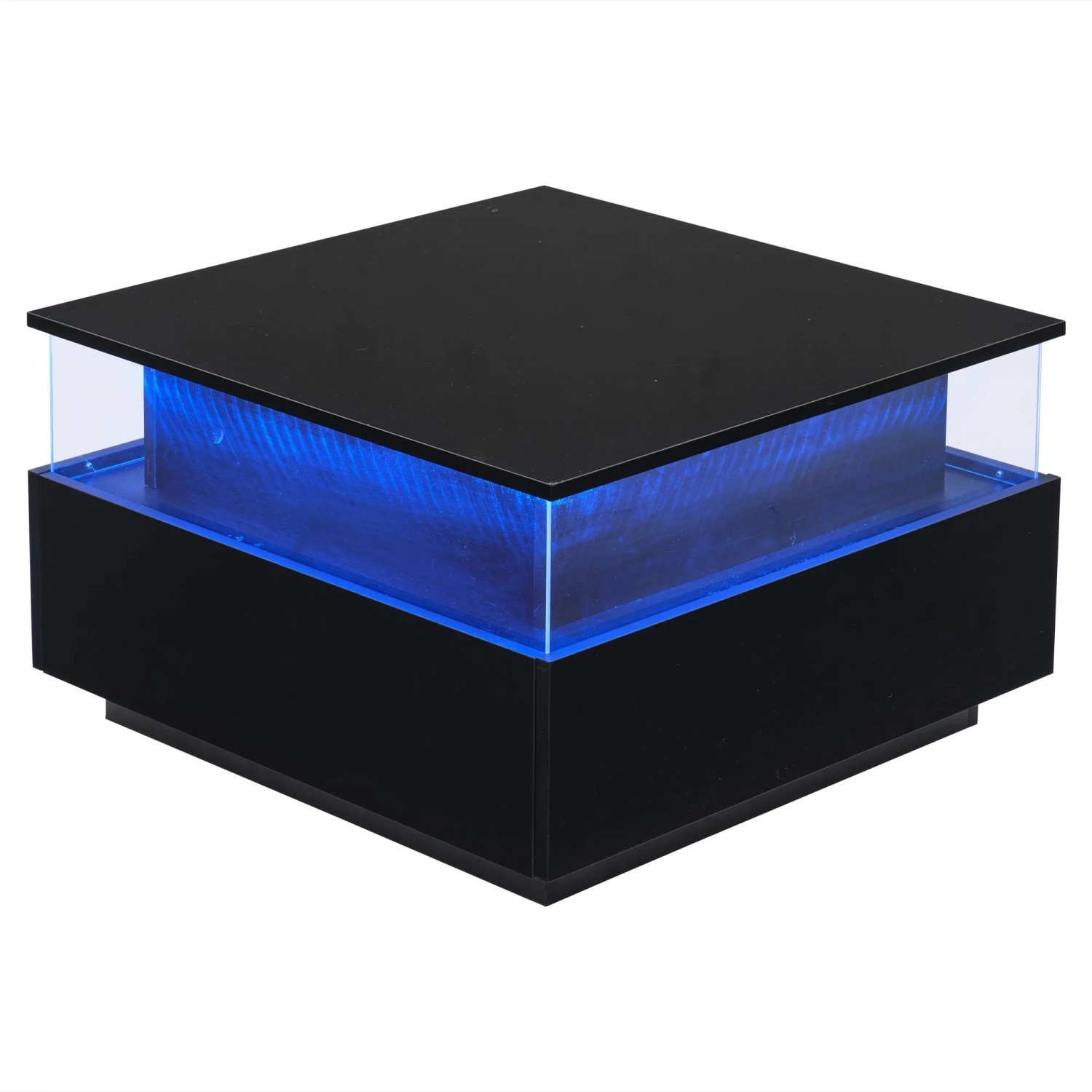 ModernLuxe Couchtisch Hochglanz mit LED Beleuchtung 2 Schubladen Spanplatte Weiß