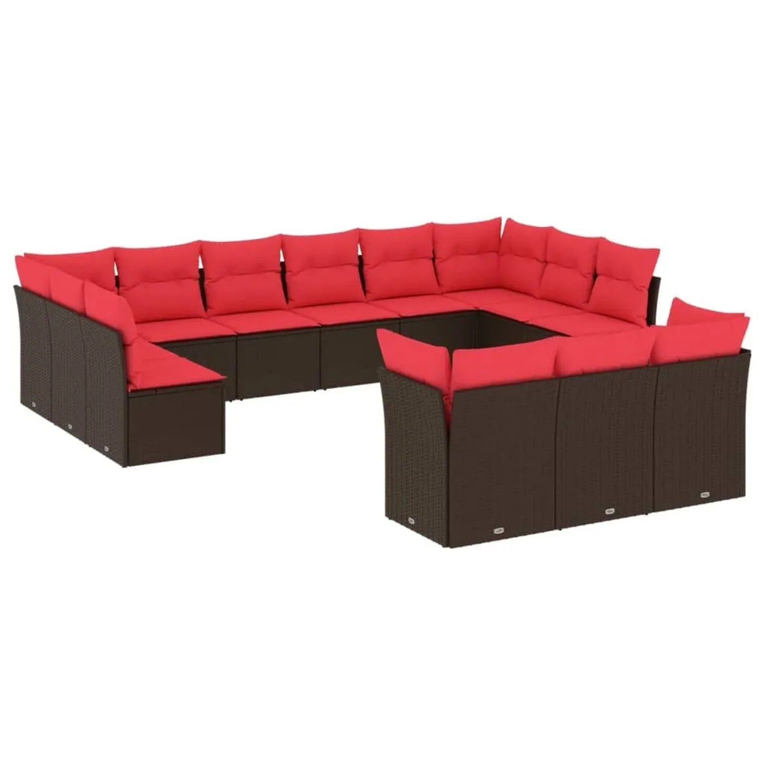 vidaXL 13-Tlg Gartensofa-Set mit Kissen Braun Polyrattan 3218454 günstig online kaufen