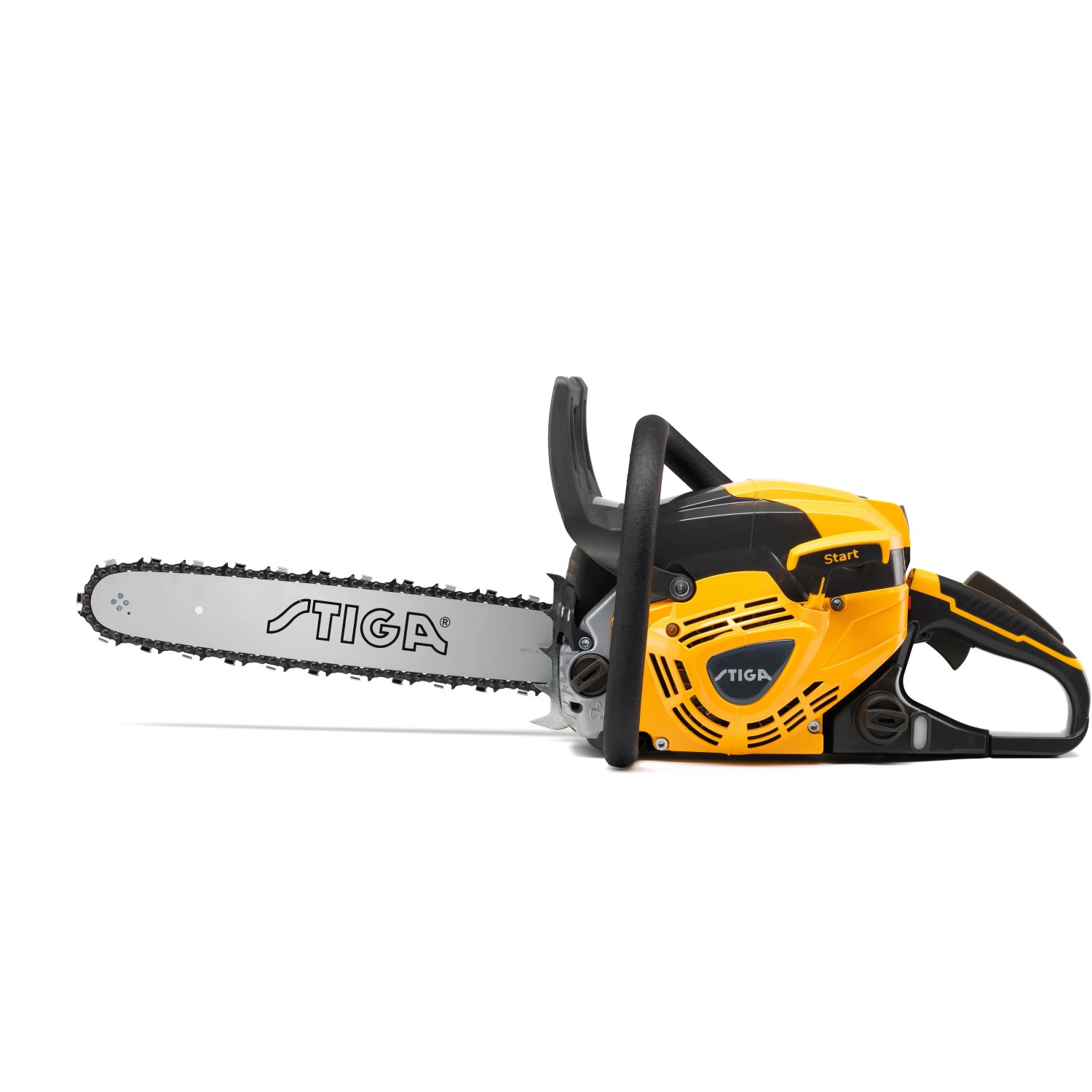 Stiga CS 750 Benzin-Kettensäge, 45 cm Schwertlänge, gelb/schwarz.