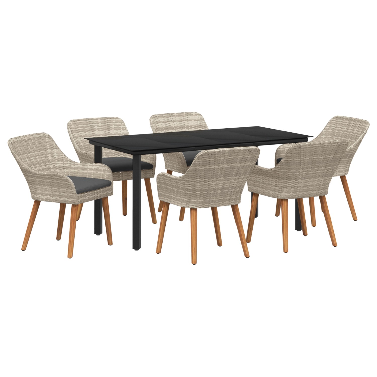 vidaXL Essgruppe 7-Tlg Hellgrau Poly Rattan 3261716