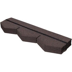 Braune Bitumen-Dreieckschindeln für die Bedachung von Gartenhäusern und Pavillons.