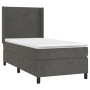 Dunkelgraues vidaXL Boxspringbett (80x200 cm) mit Matratze und Samtbezug.