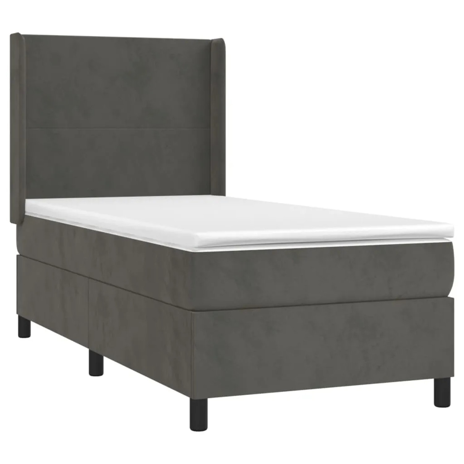 Dunkelgraues vidaXL Boxspringbett (80x200 cm) mit Matratze und Samtbezug.