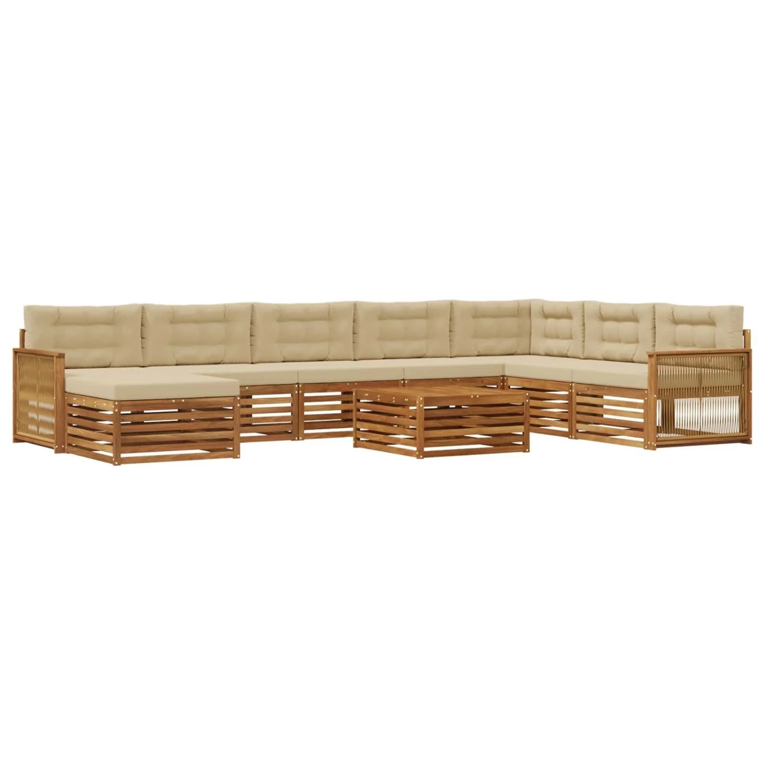 vidaXL Outdoor-Sofagarnitur 9 Stk Natur und Beige Massivholz Akazie 3383751