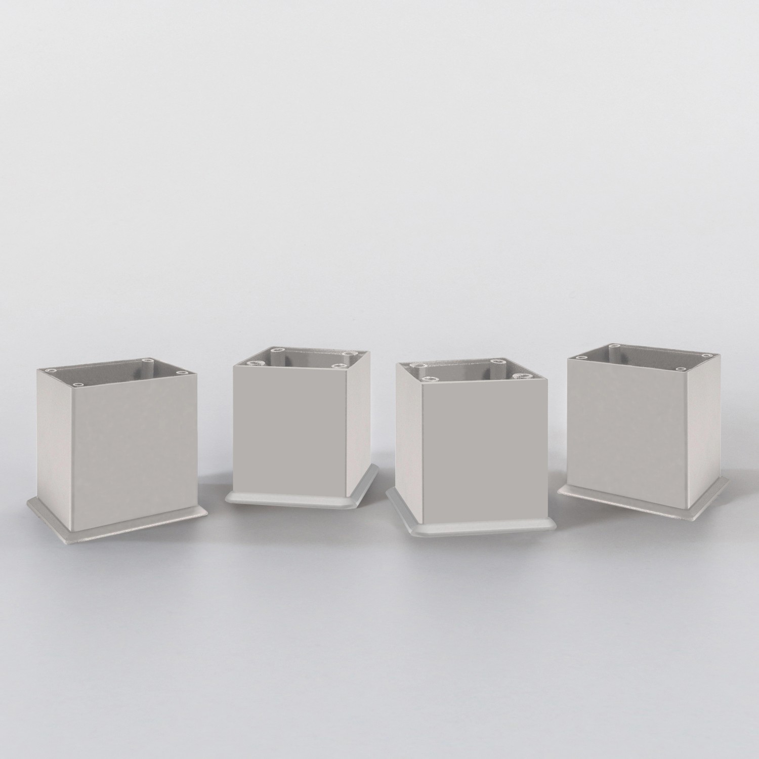 4 silberfarbene Möbelfüße für Held Möbel Badmöbel-Set Verona