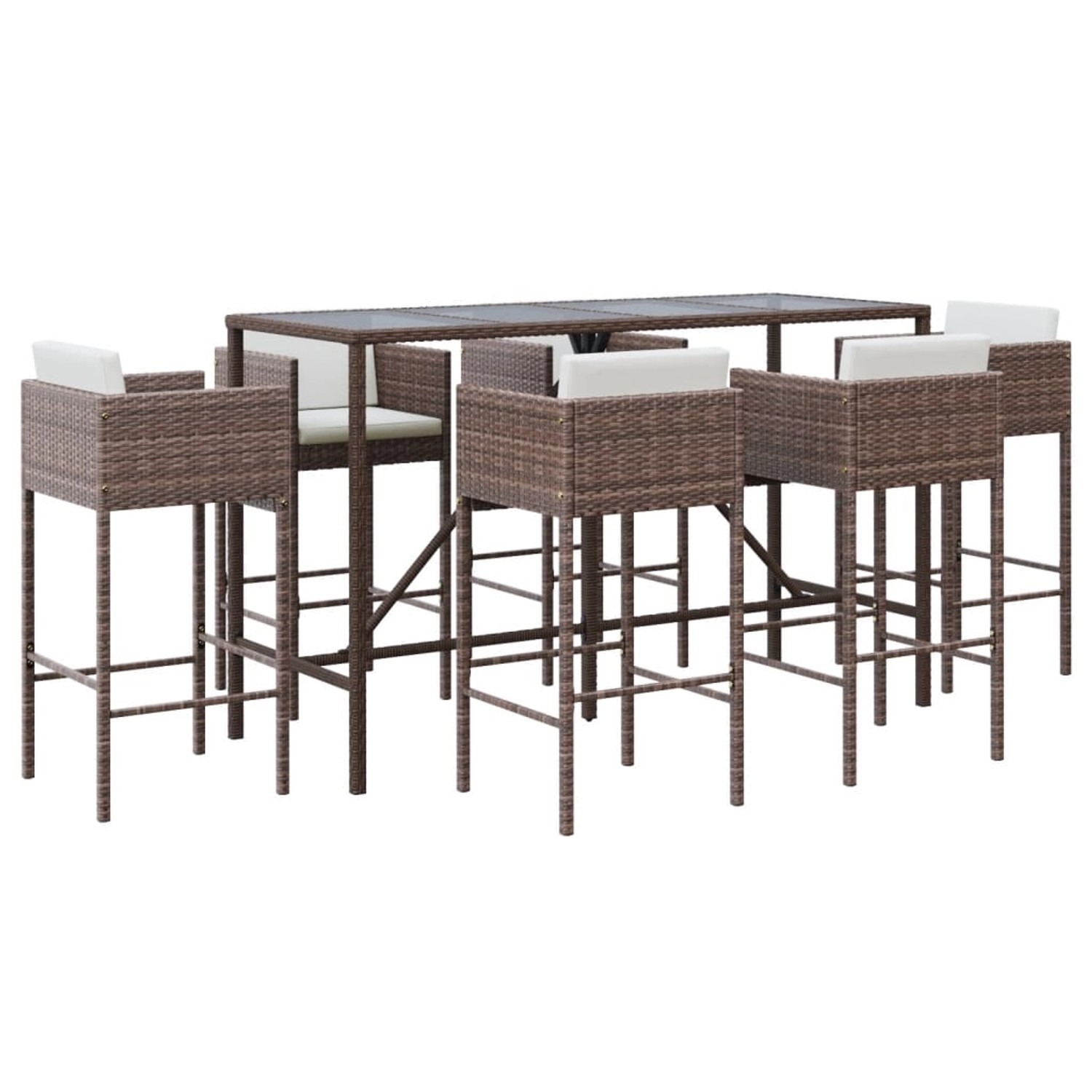 Thumbnail - vidaXL 7-tlg Gartenbar-Set mit Kissen Braun Poly Rattan Modell 2