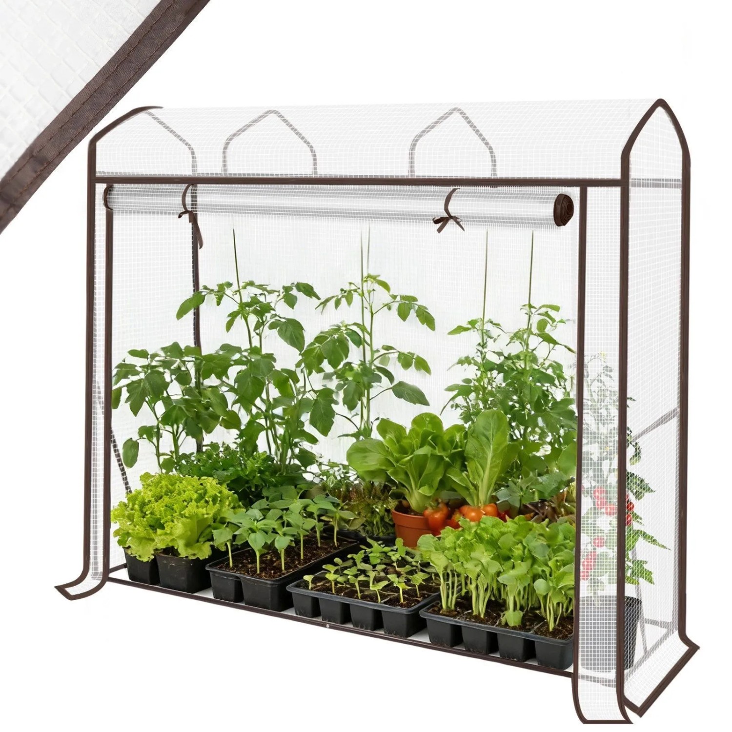 Sekey Tomatengewächshaus Foliengewächshaus Tomatenhaus mit Spitzdach für Garten und Balkon BxTxH 180 x 50 x 150 cm Winterfest Dachschräge Tomaten