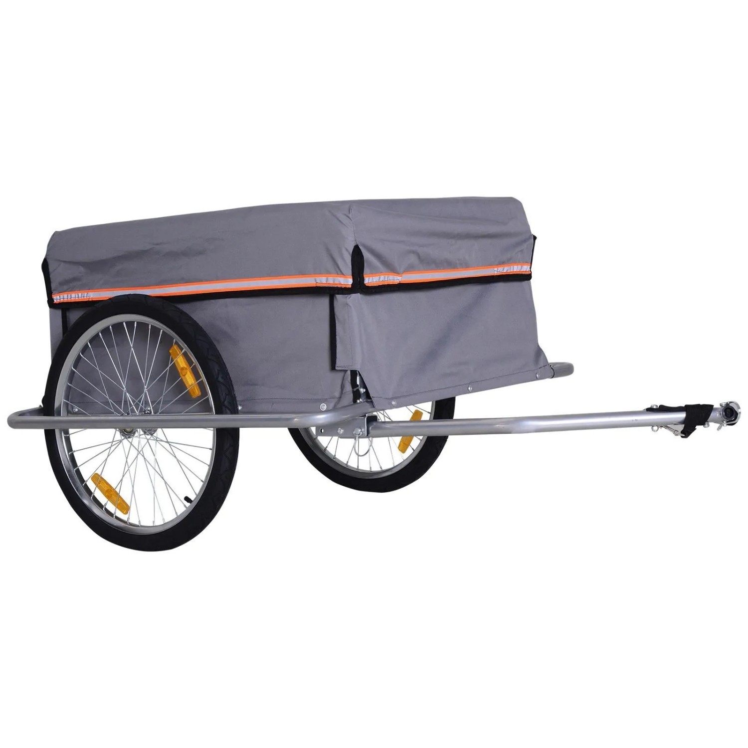 HOMCOM Fahrradlastenanhänger Lastenanhänger mit Kupplung, Transportwagen bis 40 kg belastbar, Grau 140 x 88 x 60 cm