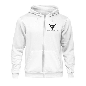 Weißer STAHLWERK Hoodie mit Reißverschluss, Größe XXXL. Kapuzenpullover für Arbeitskleidung.
