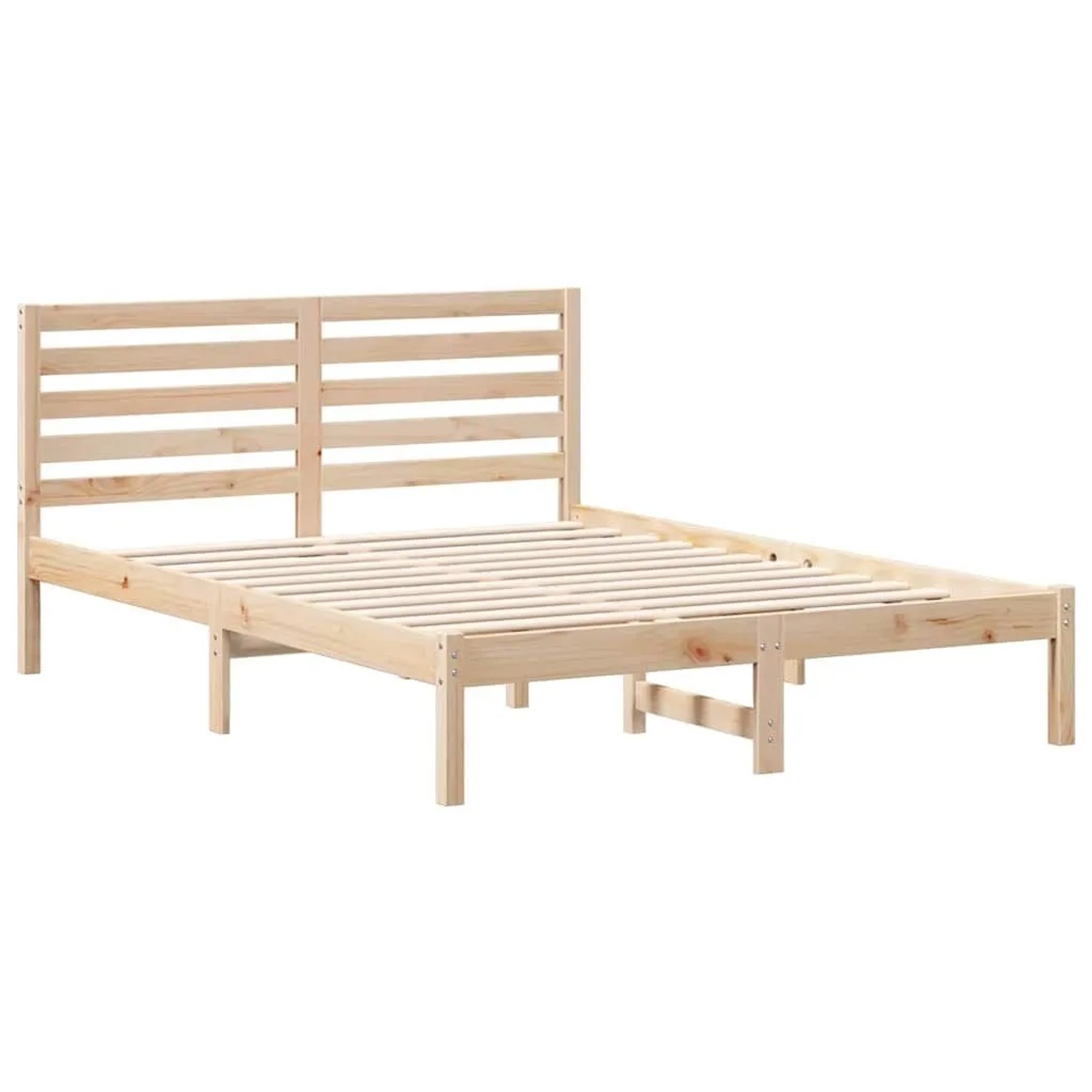 vidaXL Bettrahmen mit Kopfteil Braun 135 x 190 cm Massives Kiefernholz 872299