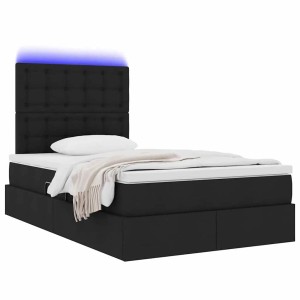 vidaXL Bett mit LED-Lichtleisten Schwarz 120 x 200 cm Stoff 3372536