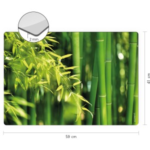Myspotti Mini-Spritzschutzplatte mit Bambuswald-Motiv, 59x41cm, für die Küche.