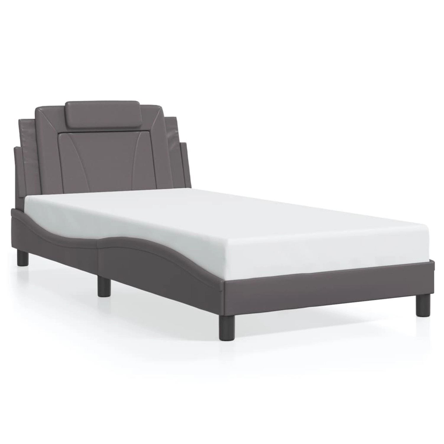 vidaXL Bettgestell Viana ohne Matratze Grau 100x200 cm Kunstleder 3208078 günstig online kaufen
