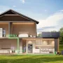 Hausquerschnitt mit EcoFlow Balkonkraftwerk (4 Module, 1,92 kWh Speicher) und Smart Meter zur Energieversorgung.