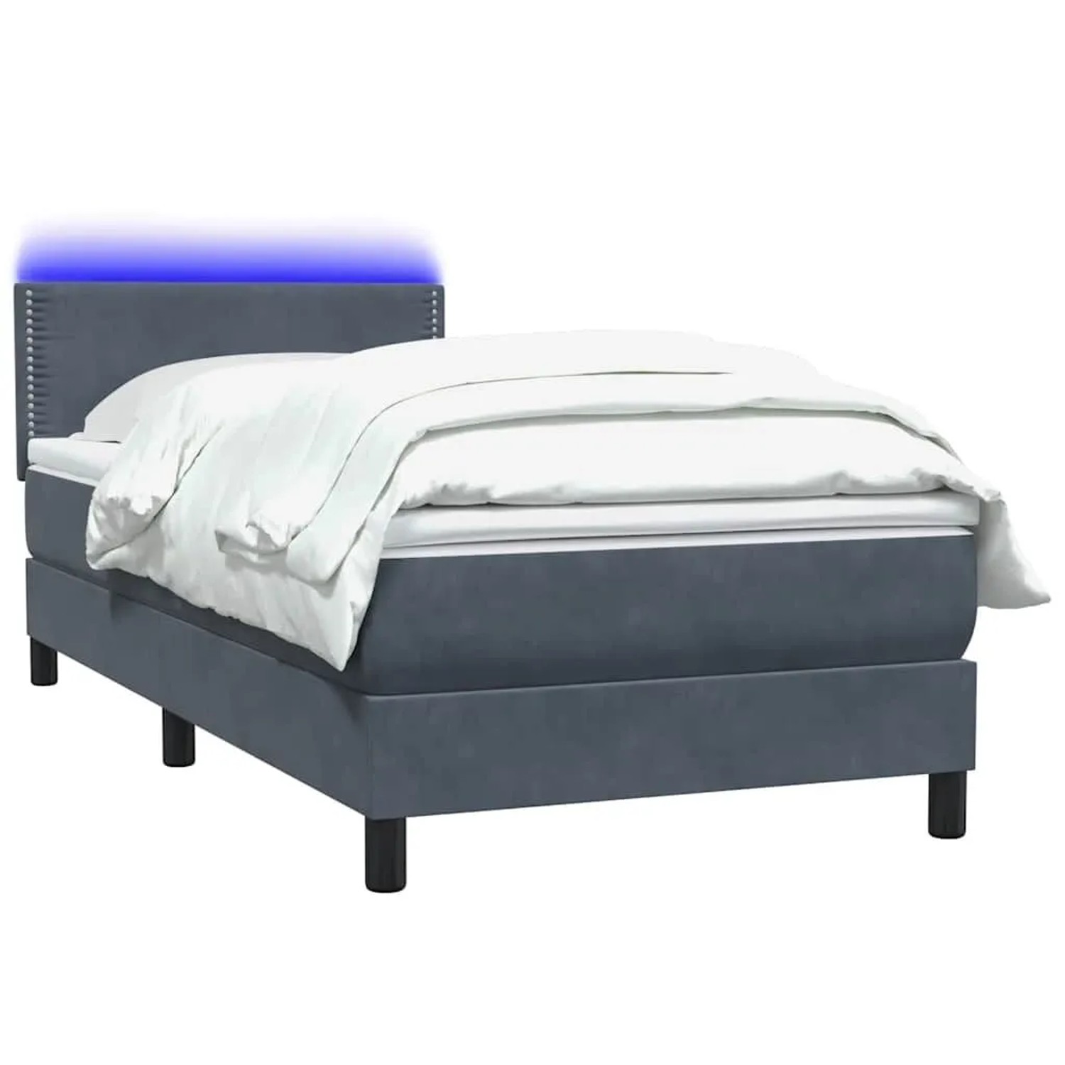 vidaXL Boxspringbett mit Matratze & LED Dunkelgrau 90x220 cm Samt 3316816 günstig online kaufen
