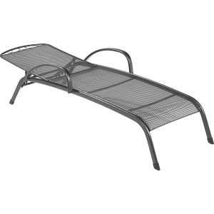 Sonnenliege Sacramento aus Stahl, pulverbeschichtet, mit Armlehnen und verstellbarer Rückenlehne.