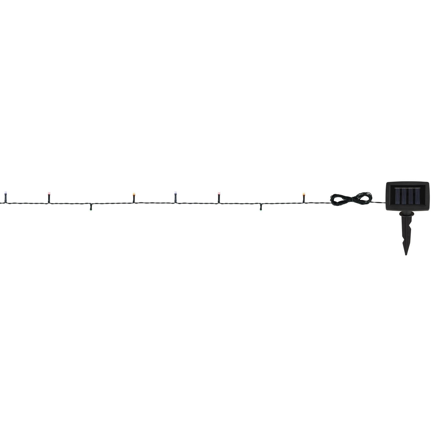 Globo Solar-Lichterkette, schwarz matt, mit 100 LEDs und Solarpanel für den Außenbereich.